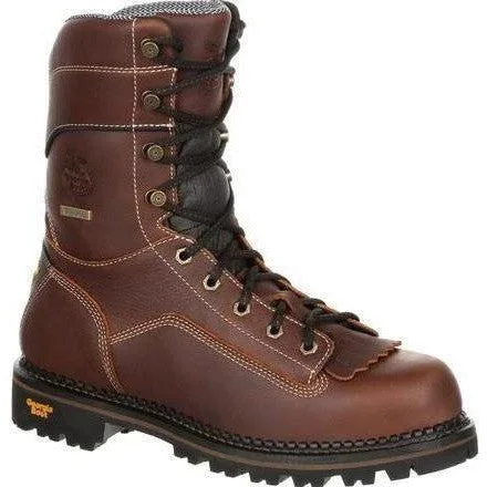 Men's work & safety boots with a padded collar for ankle comfortGeorgia Men's AMP LT 9" Logger Low Heel WP Work Boot -  Brown - GB00237