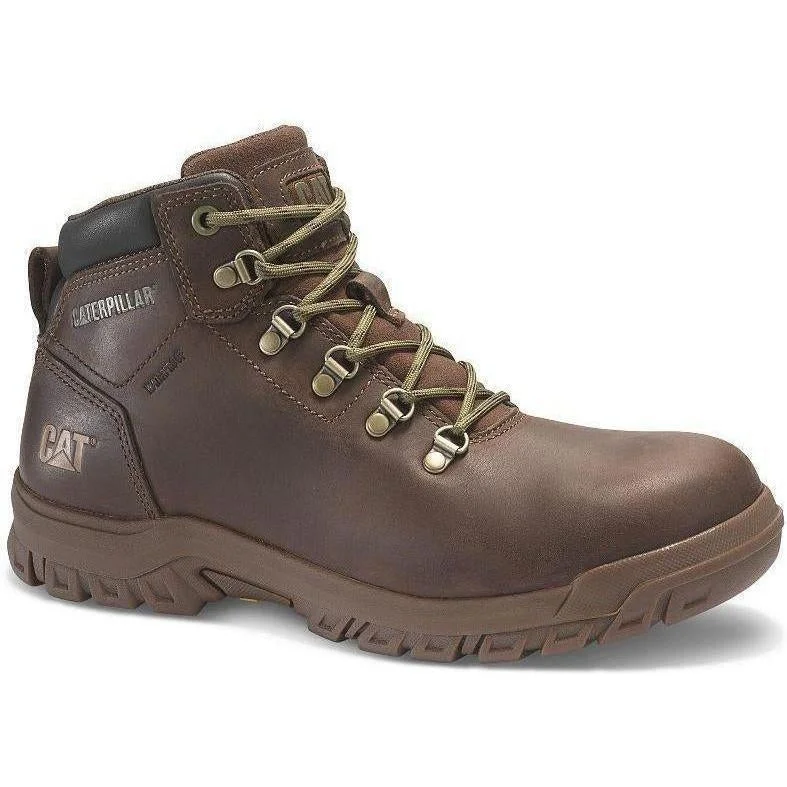 Men's work & safety boots with a reflective strip for low - light visibilityCAT Womens Mae Steel Toe Waterproof Work Shoe - Brown - P91011