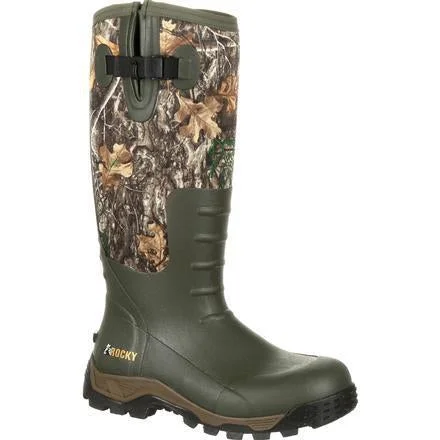 Men's work & safety boots with a quick - lace system for easy on and offRocky Men's Sport Pro Rubber 16" WP Side Zip 1200G Insulated Hunt Boot- Realtree - RKS0383