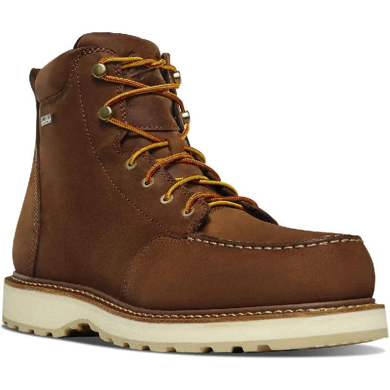 Men's work & safety boots with a removable insole for easy cleaningDanner Men's Cedar River 6" WP Alumi Moc Toe Work Boot - Brown - 14301