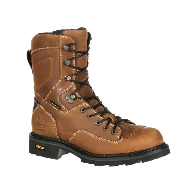 Men's water - repellent leather work & safety boots for outdoor workGeorgia Boot Comfort Core Waterproof Low Heel Logger  Work Boot GB00122