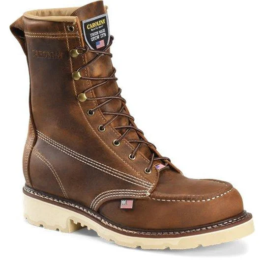 Men's work & safety boots with a flame - resistant upper for firefighting or welding workCarolina Men's Ferric 8" Soft Toe USA Made Moc Toe Work Boot - Brown - CA7016