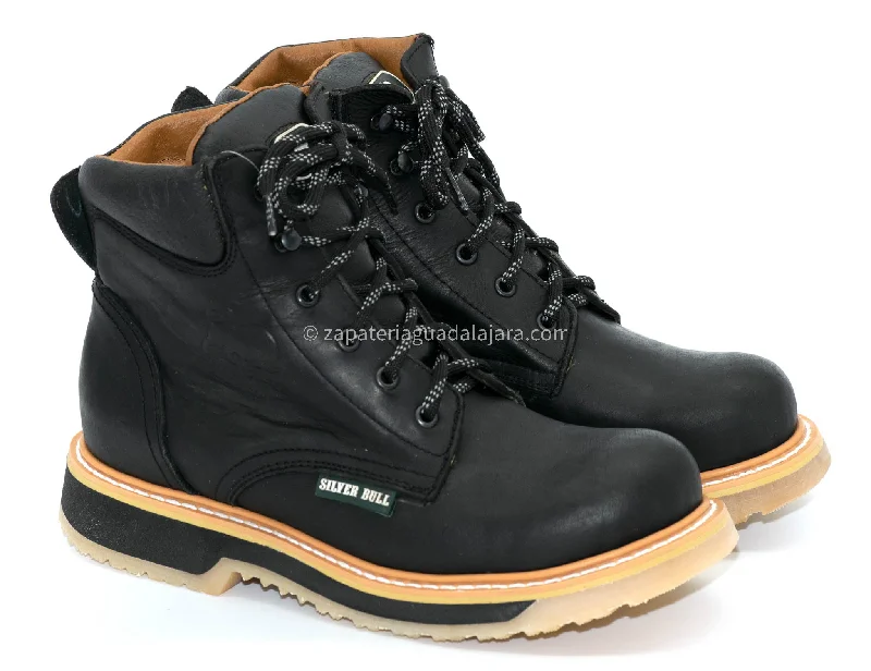 Men's work & safety boots with a reflective strip for low - light visibilitySB664 BLACK WORK BOOT