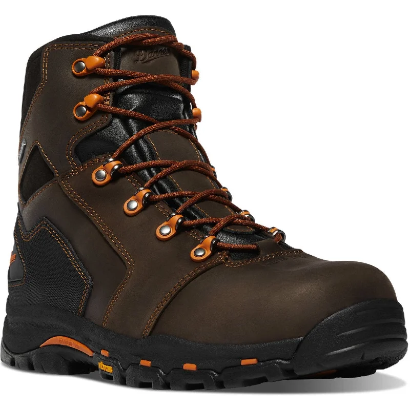 Men's work & safety boots with a padded collar for ankle comfortDanner Men's Vicious 6" Comp Toe WP Slip Resist Work Boot -Brown- 13879