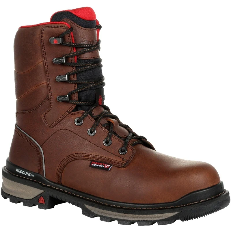 Men's anti - static work & safety boots for electronics industryRocky Men's Rams Horn 8" Waterproof Work Boot - Brown - RKK0296