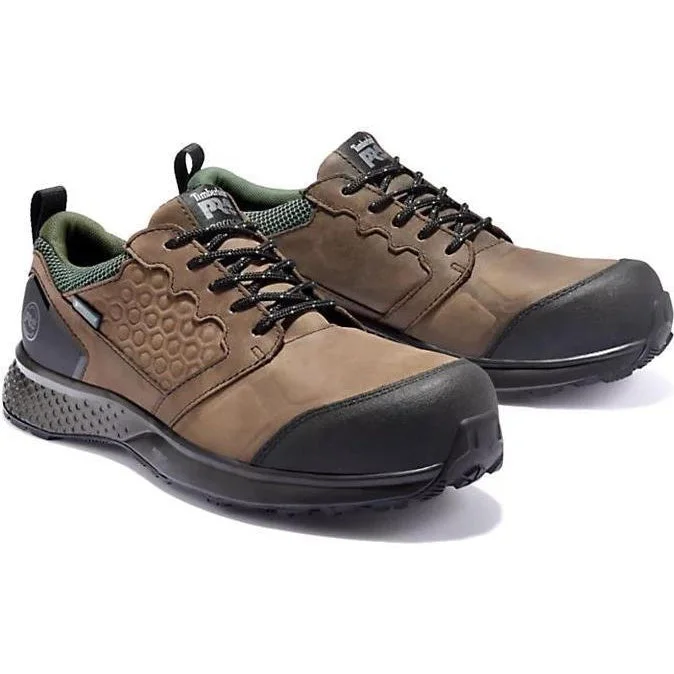 Men's work & safety boots with a breathable waterproof membrane like Gore - TexTimberland Pro Men's Reaxion Comp Toe WP Work Shoe Brown TB1A21PN214