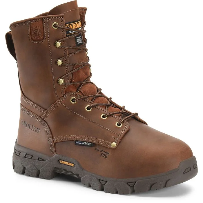 Men's work & safety boots with a reinforced heel counter for stabilityCarolina 8" Waterproof Comp Toe Metguard Workboot