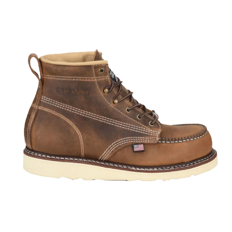 Men's work & safety boots with a chemical - resistant rubber soleCarolina® Men's Moc & Steel Toe Brown Work Boot CA7811