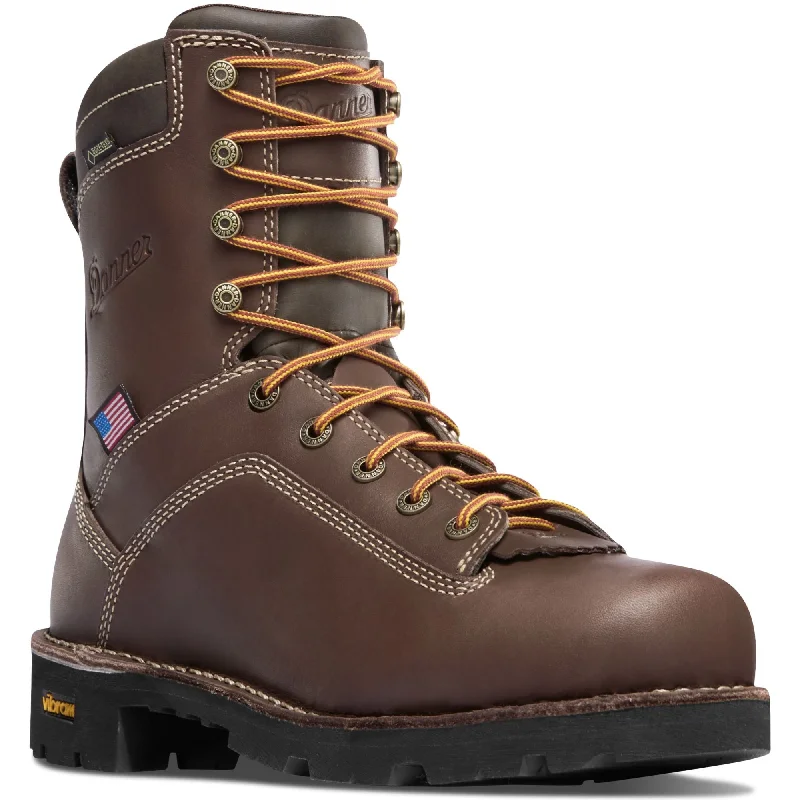 Men's waterproof steel - toe work & safety boots for wet environmentsDanner Men's Quarry USA Made 8" Soft Toe WP Work Boot - Brown - 17305