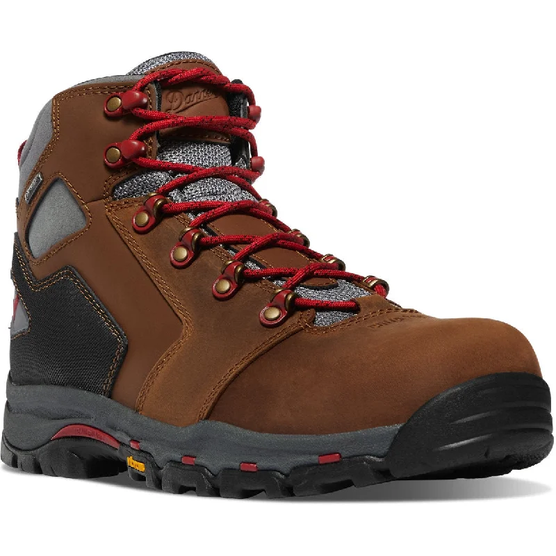 Men's work & safety boots with a durable rubber outsole for traction on rough terrainDanner Men's Vicious 4.5" Comp Toe WP Slip Resist Work Boot -Brown- 13882