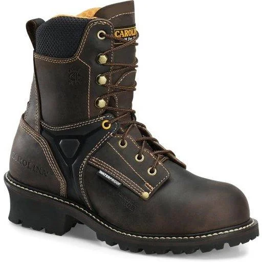 Men's work & safety boots with a removable insole for easy cleaningCarolina Men's Timber 8" Comp Toe WP Logger Work Boot - Brown - CA6921