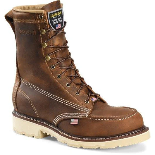 Men's puncture - resistant work & safety boots with Kevlar soleCarolina Men's Ferric USA Made 8" Steel toe Moc Toe Work Boot - Brown - CA7516