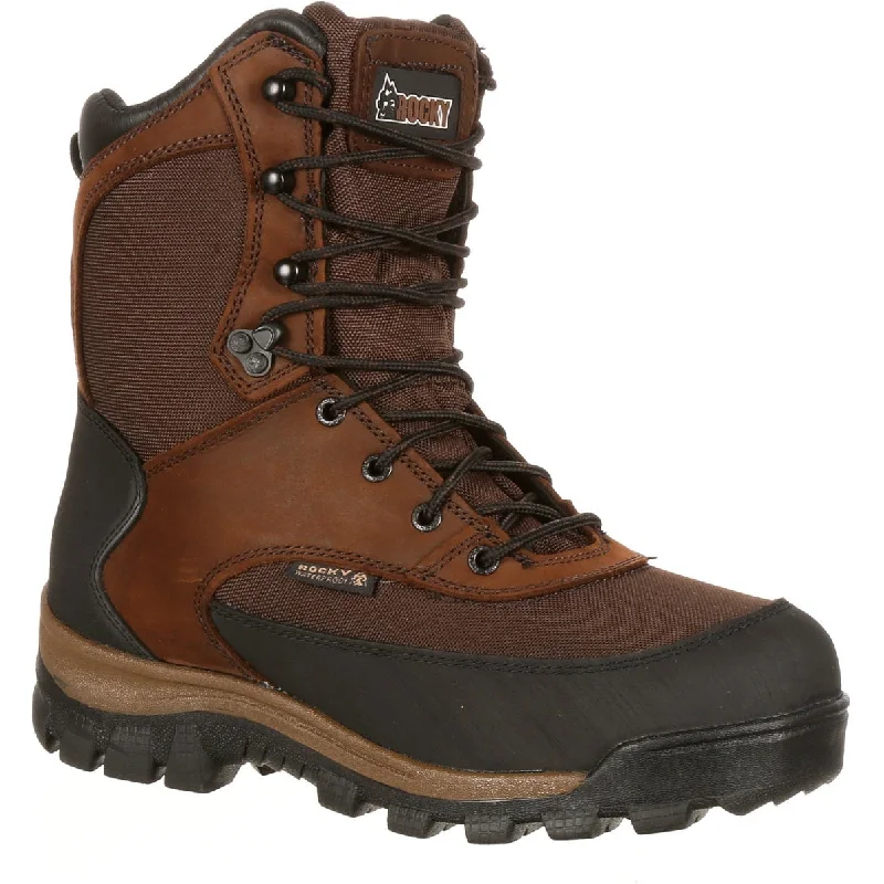 Men's work & safety boots with a high - traction lug pattern for uneven groundRocky Men's Core 8" WP 800G Ins Outdoor Boot - Brown - FQ0004753