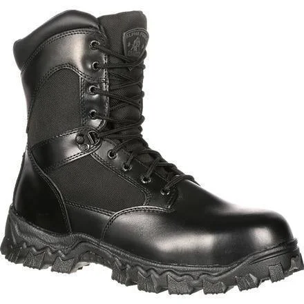 Men's work & safety boots with a reinforced heel counter for stabilityRocky Men's Alphaforce 8" Zipper WP Duty Boot - Black - FQ0002173