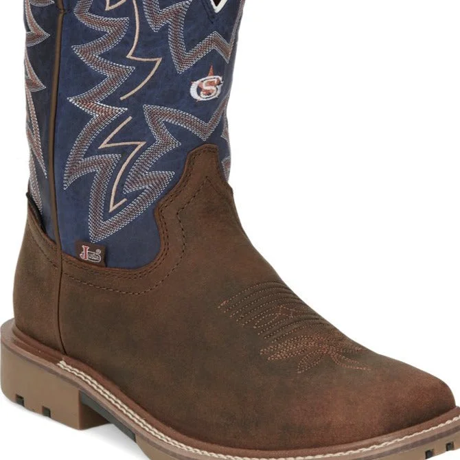 Men's work & safety boots with a high - traction lug pattern for uneven groundJustin George Strait Collection Men's Dusty Waterproof Western Boot