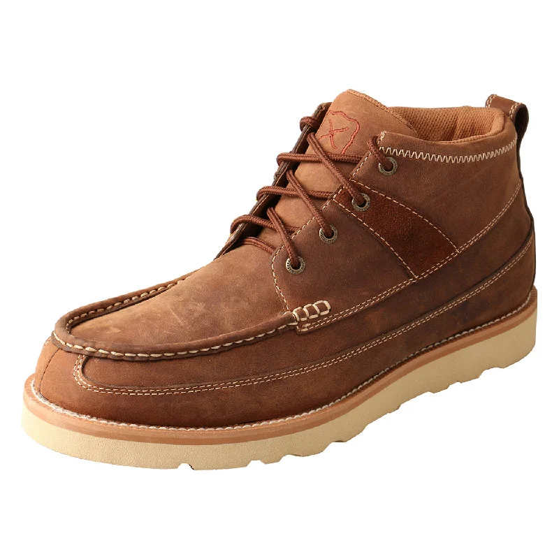 Men's work & safety boots with a high - traction lug pattern for uneven groundTwisted X Men's 4" Wedge Sole Boot in Oiled Saddle