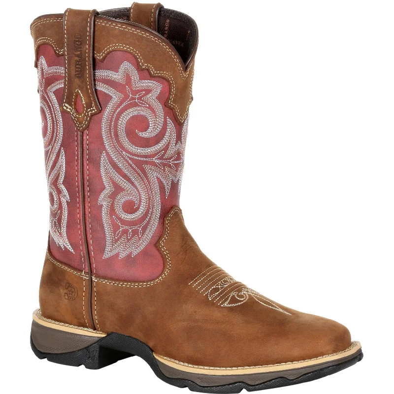 Men's work & safety boots with a padded collar for ankle comfortDurango Women's Lady Rebel 10" Sqr Toe Western Boot- Rusty Red- DRD0349