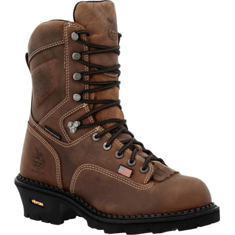 Men's work & safety boots with a moisture - wicking lining for dry feetGeorgia Boot Men's Crazy Horse USA Logger Waterproof Work Boot GB00539