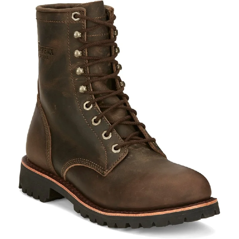 Men's work & safety boots with a high - traction lug pattern for uneven groundChippewa Men's Classic 2.0 8" Soft Toe Lace Up Work Boot -Brown- NC2085