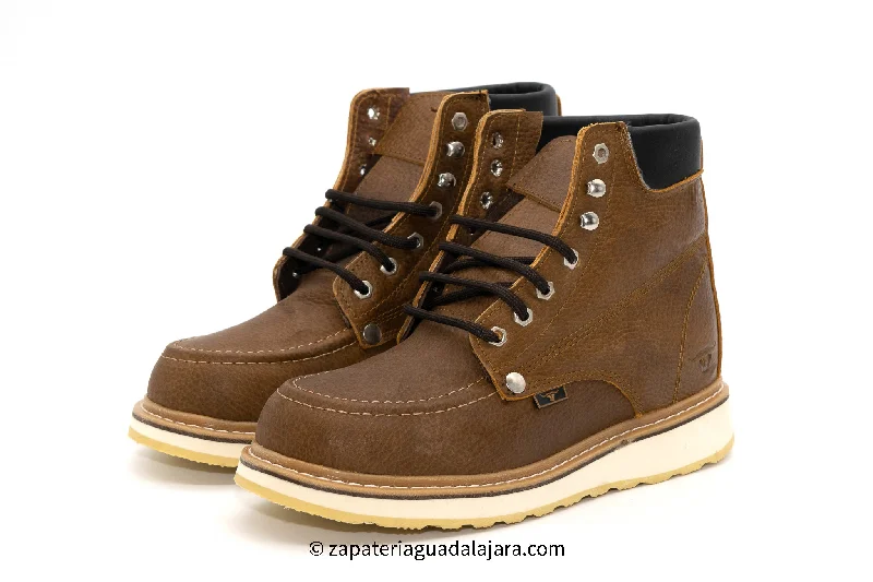 Men's work & safety boots with a quick - lace system for easy on and offHB80131 TAN MOC TOE WORK BOOT