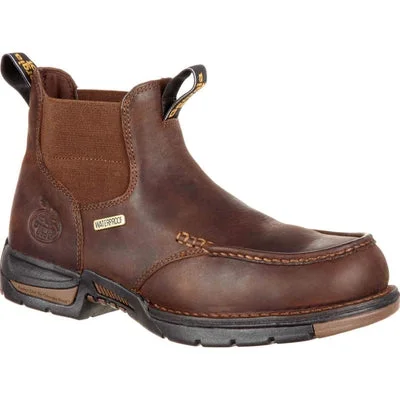 Men's work & safety boots with a toe cap made of aluminum alloyGeorgia GB00156 Boot Men's Brown Athens Chelsea Waterproof Work Boot