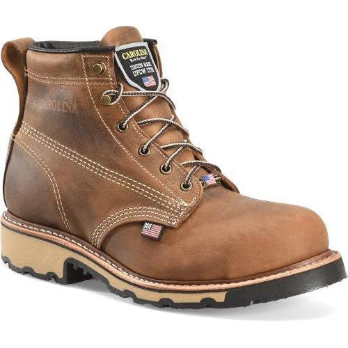 Men's work & safety boots with a quick - lace system for easy on and offCarolina Men's Ferric 6" Made in USA Work Boot - Dark Brown - CA7029