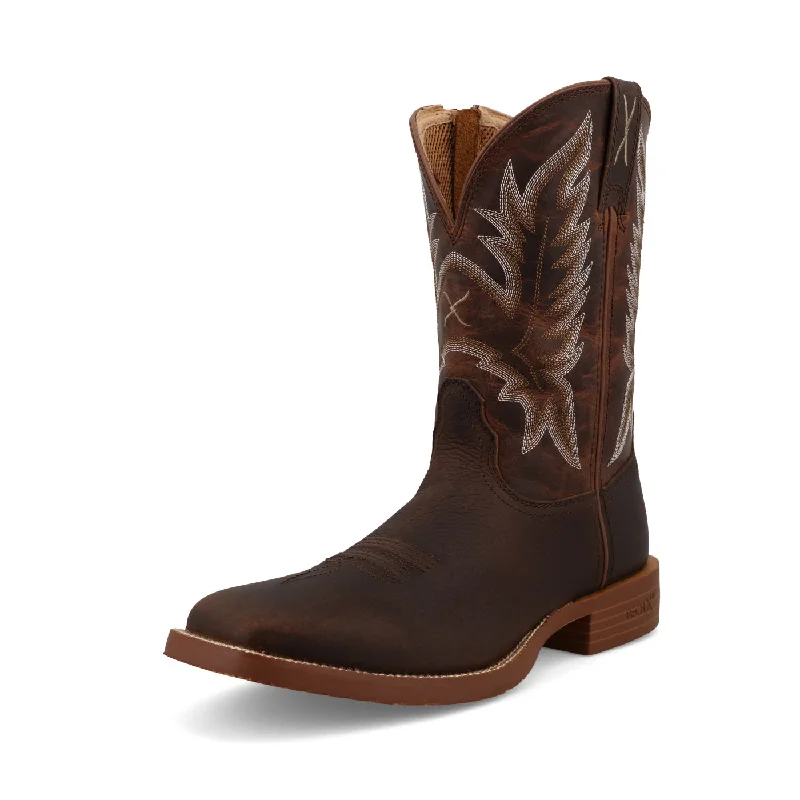 Men's work & safety boots with a reinforced heel counter for stabilityTwisted X Men's Tech X Side Zip Western Boot in Tobacco Brown & Adobe