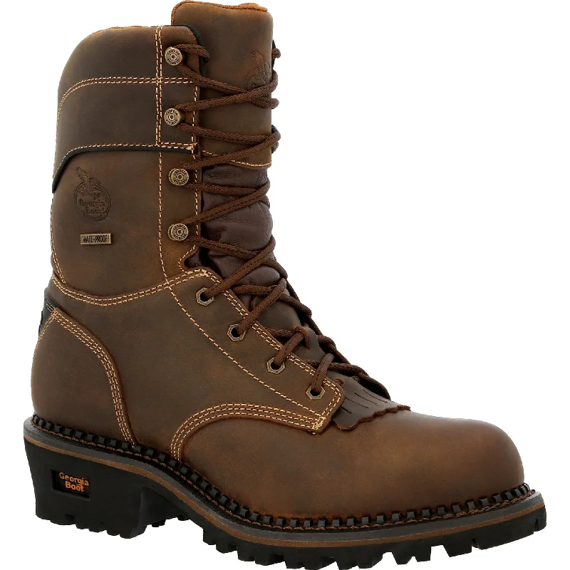 Men's work & safety boots with a flame - resistant upper for firefighting or welding workGeorgia Men's AMP LT Logger 9" Comp Toe WP 600G Ins Work Boot- GB00491