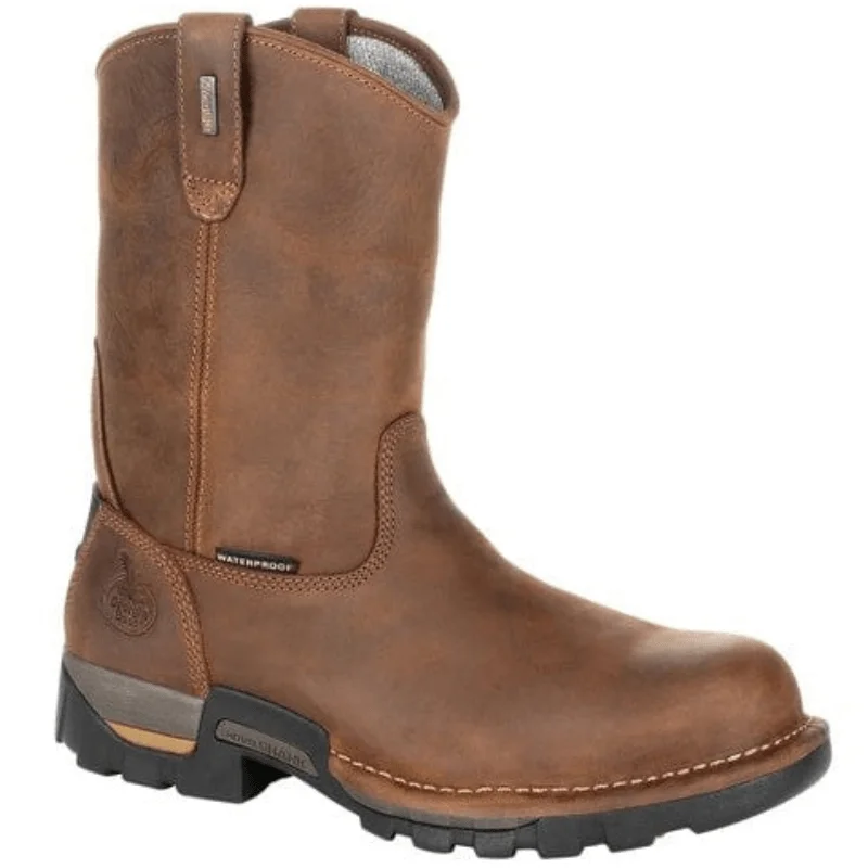 Men's work & safety boots with a breathable waterproof membrane like Gore - TexGeorgia Boot Men's Eagle One Brown Waterproof Pull on Work Boot GB00314