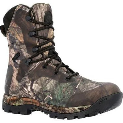 Men's work & safety boots with a high - traction lug pattern for uneven groundRocky Men's Lynx 8" WP 1000G Outdoor Hunt Boot Mossy Oak RKS0627