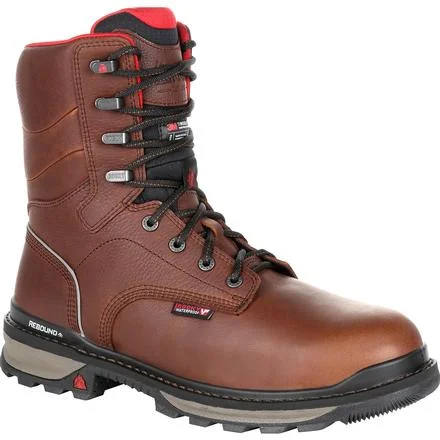 Men's insulated work & safety boots for cold - climate workRocky Men's Rams Horn 8" Comp Toe WP Ins Work Boot - Brown - RKK0284