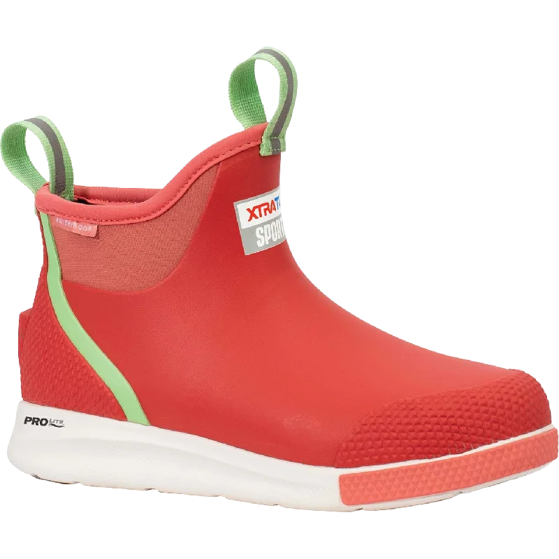 Men's work & safety boots with a chemical - resistant rubber soleXTRATUF Ladies Ankle Deck Sport Coral Rubber Boots ADSW400