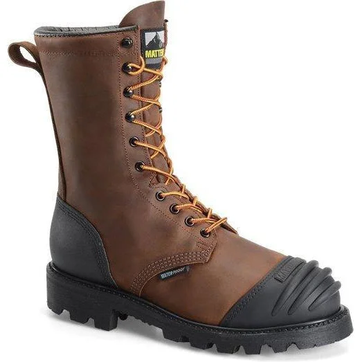 Men's work & safety boots with a flame - resistant upper for firefighting or welding workMatterhorn Men's Copper 10" Steel Toe WP Metguard USA Made Work Boot - MT910