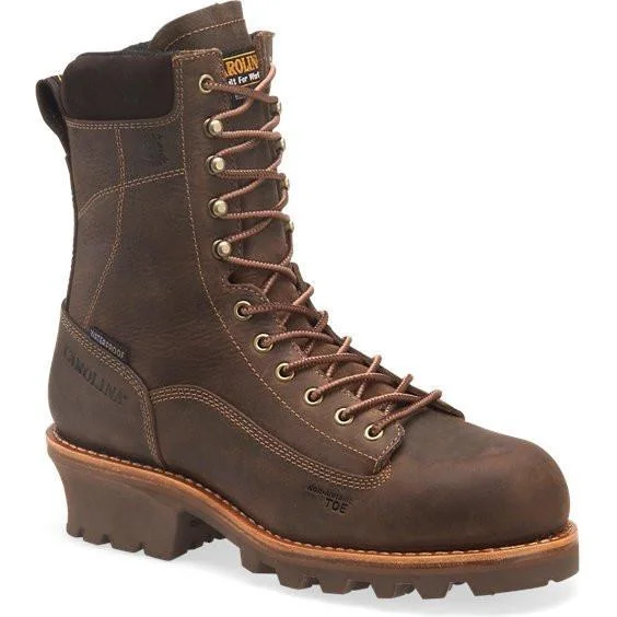 Men's heat - resistant work & safety boots for foundry jobsCarolina Men's Birch 8" Comp Toe WP INS Logger Work Boot Brown CA7521