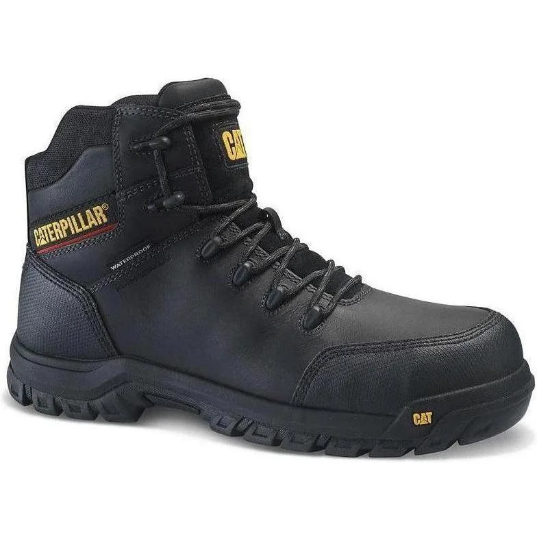 Men's high - ankle support work & safety boots for construction sitesCAT Men's Resorption WP Comp Toe Work Boot - Black - P90976