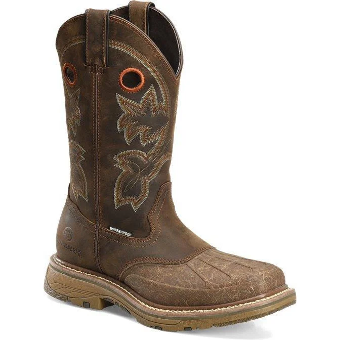 Men's work & safety boots with a quick - lace system for easy on and offDouble H Men's Carlos 13" Comp Toe WP Western Work Boot- Brown- DH5149