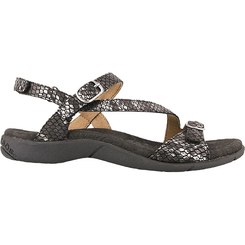 Men's sandals with a perforated leather upper for ventilationWomen's Taos Beauty 2 Black Snake Leather