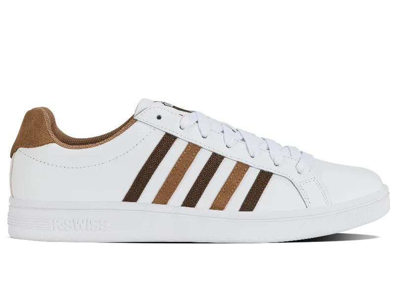 Men's casual sneakers with a woven upper for a unique texture07011-919-M | COURT TIEBREAK | WHITE/TOASTED COCONUT/CHOCOLATE BROWN