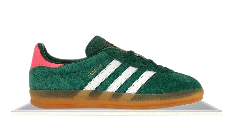 Men's high - top leather sneakers with a zip - up sideAdidas Gazelle Indoor Collegiate Green Lucid Pink