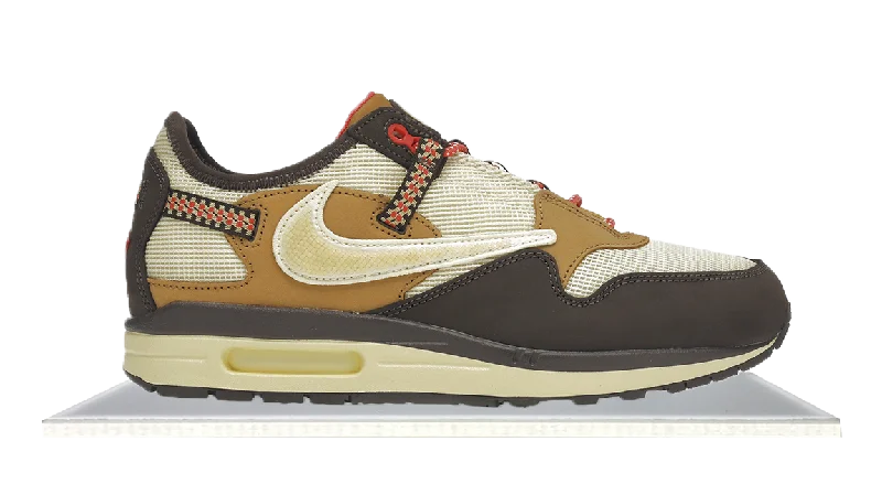 Men's high - top leather sneakers with a zip - up sideAir Max 1 x Travis Scott 'Baroque Brown'