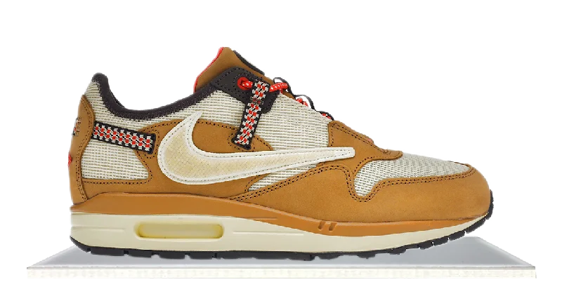 Men's camo - print sneakers for an edgy styleAir Max 1 x Travis Scott 'Wheat Lemon Drop'