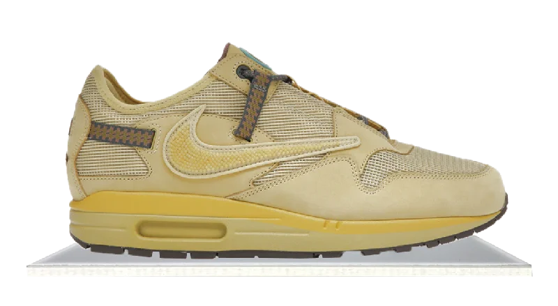 Men's low - profile tennis sneakers for a sleek lookAir Max 1 x Travis Scott 'Saturn Gold'