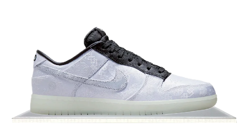 Men's high - top leather sneakers with a zip - up sideDunk Low CLOT Fragment White