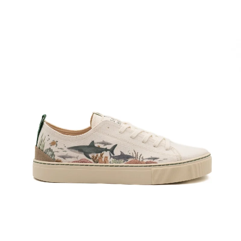 Men's low - top canvas sneakers with a floral printVegan sneaker Save Sharks COR009