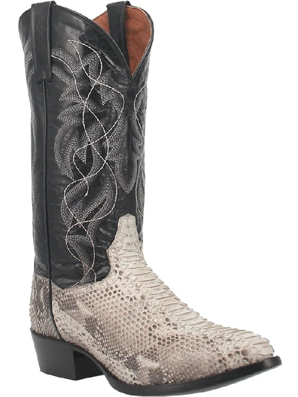 Men's cowboy boots with a rubber sole for tractionDan Post DP3036 Mens Manning Python Western Cowboy Boot Natural