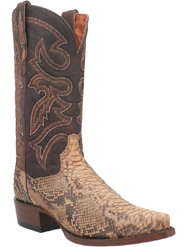 Men's genuine leather cowboy boots with a pointed toeDan Post DP3058 Mens STURGIS Python Western Boot Sand