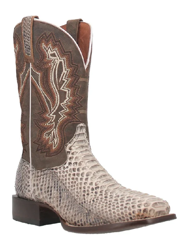 Western - style men's cowboy boots with intricate stitchingDan Post DP4917 Mens BRUTUS Python Western Boot Natural