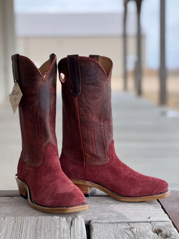 Vintage - style men's cowboy boots with a square toeFenoglio Boot Co. | Burgundy Roughout Boot