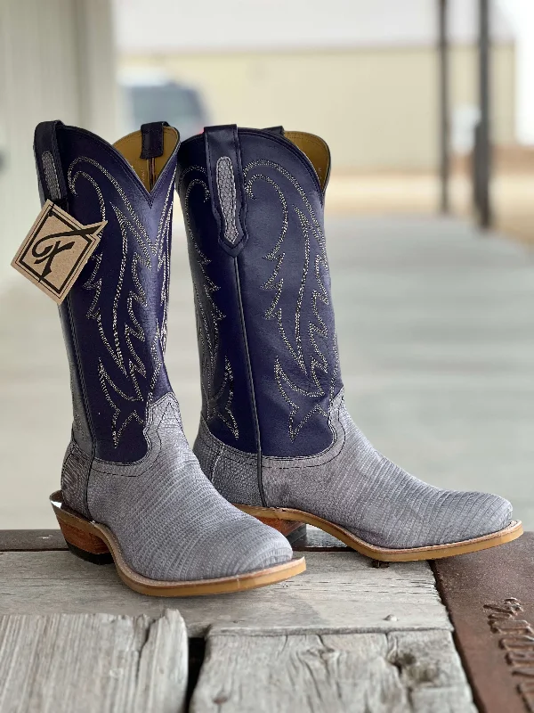 Men's cowboy boots with a silver - toned buckleFenoglio Boot Co. | Grey Vintage Lizard Boot