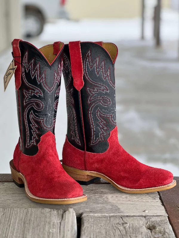 Men's genuine leather cowboy boots with a pointed toeFenoglio Boot Co. | Red Arizona Roughout Boot